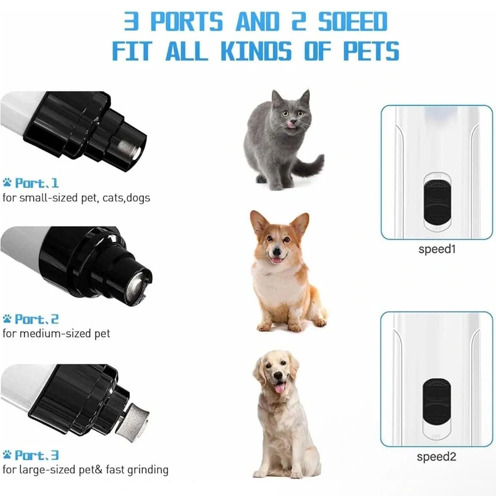 Pet Nail Grinder with Diamond Bit - Black and White